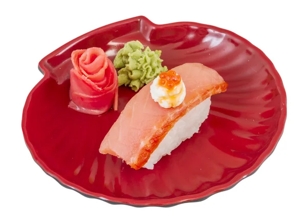 Sushi di salmone con sfondo bianco — Foto Stock