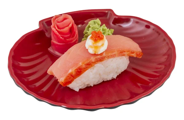 Sushi de salmão com fundo branco — Fotografia de Stock