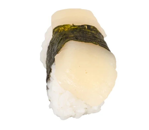Σούσι hotate με φέτα χτένι που απομονώνονται σε λευκό φόντο — Φωτογραφία Αρχείου