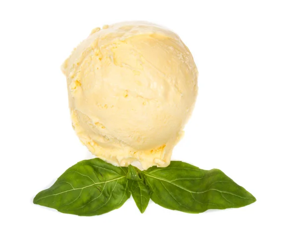 Scoop of lemon ice cream — Stock Photo, Image