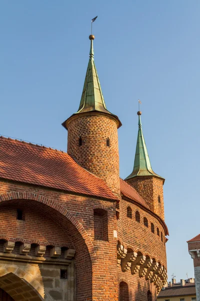 A gate to Krakow - the best preserved barbican in Europe, Poland — Stock Photo, Image