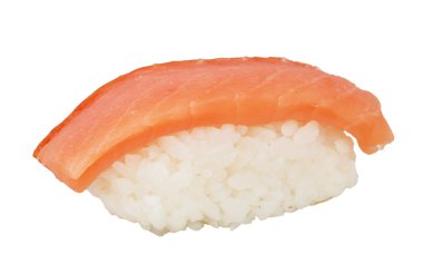 Beyaz arka plan ile Somon suşi