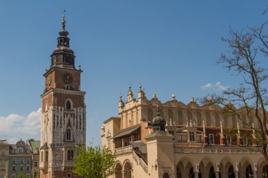 Town hall tower on main square of Krakow clipart