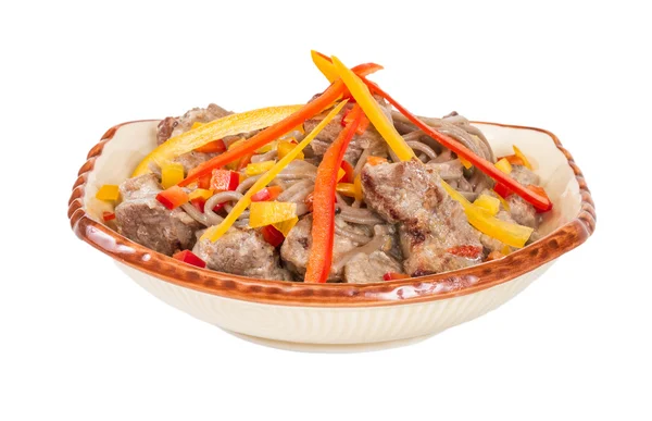 सूअर, मसालेदार और स्वादिष्ट स्वादिष्ट के साथ एशियाई शैली नूडल — स्टॉक फ़ोटो, इमेज