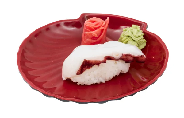 Japanse sushi met vlees octopus op een witte achtergrond — Stockfoto