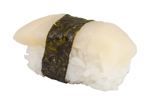 Sushi-Hotate mit Scheibe Jakobsmuschel isoliert auf weißem Hintergrund — Stockfoto