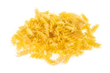 rotini tirbuşon makarna üzerine beyaz izole bir kısmı.