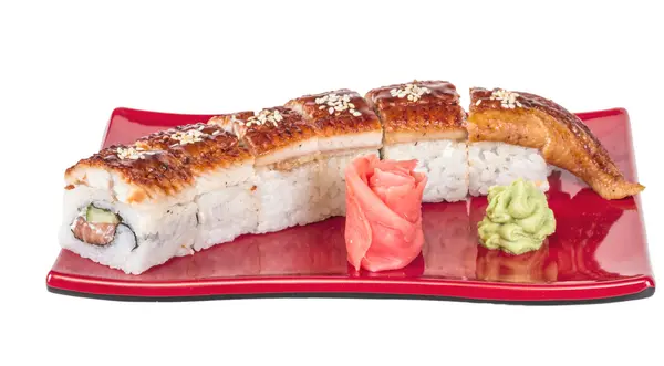 Japon mutfağının - maki rulo ile salatalık, krem c — Stok fotoğraf