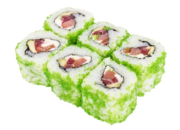 Tobiko Spicy Maki Sushi - Hot Roll with various type of Tobiko ( — Stock Photo, Image