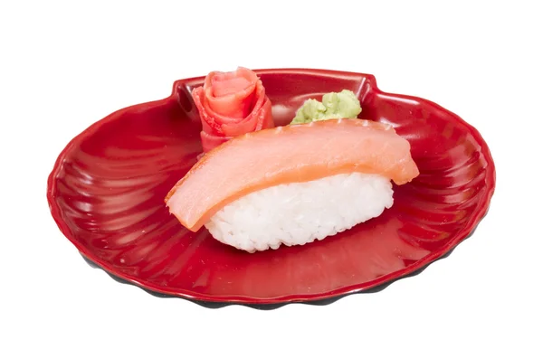 Sushi de salmão com fundo branco — Fotografia de Stock