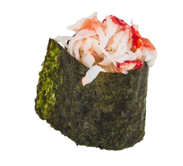 Sushi kani z plastrami sauced krab krewetki na białym tle biały b — Zdjęcie stockowe