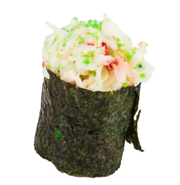 Sushi kani com fatias picadas de camarão caranguejo isolado em b branco — Fotografia de Stock