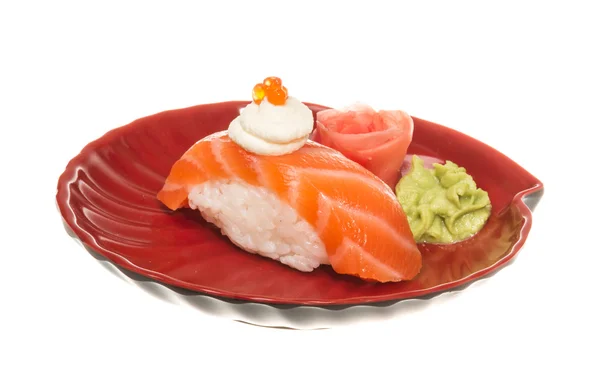 Sushi de salmón sobre fondo blanco — Foto de Stock