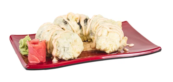 Cucina giapponese Tempura Maki Sushi (rotolo fritto profondo di sa — Foto Stock