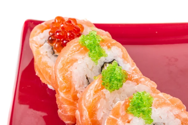 Japon suşi geleneksel Japon food.roll somon, yeniden yaptı. — Stok fotoğraf