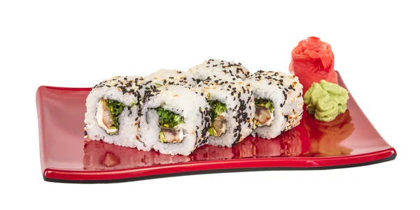 Japanska traditionella rätter - maki rullar med nori, cream chees — Stockfoto