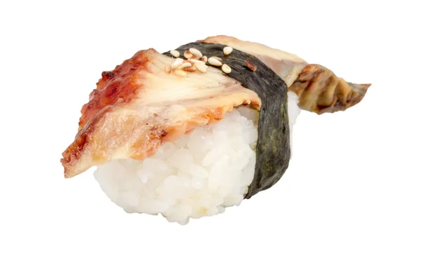 Des sushis à l'anguille. Isolé sur blanc . — Photo