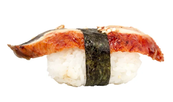 Ål sushi. isolerade över vita. — Stockfoto