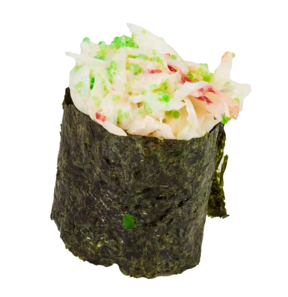 Sushi kani with sauced slices of crab shrimp isolated on white b — Stock Photo, Image