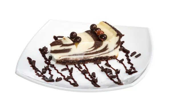 Cheesecake με σάλτσα σοκολάτας — Φωτογραφία Αρχείου