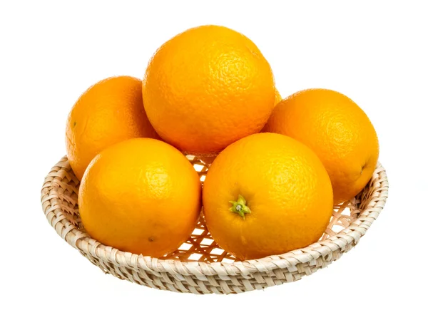 Heap of oranges in the dish on white background — Stock Photo, Image