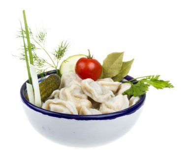 geleneksel Rus yemeği - mantı kase