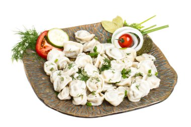 geleneksel Rus yemeği - mantı kase