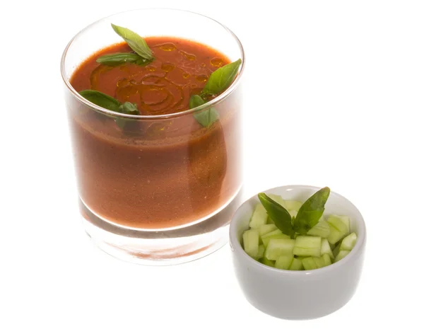 Gaspacho - Ice-cold and spicy vegetable soup of Andalusia, Spain — Stock Photo, Image