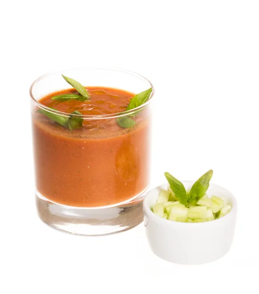 Gaspacho - Ice-cold and spicy vegetable soup of Andalusia, Spain — Stock Photo, Image