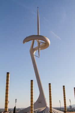 Barcelona, İspanya - jun 25: montjuic iletişim kule üzerinde Haziran