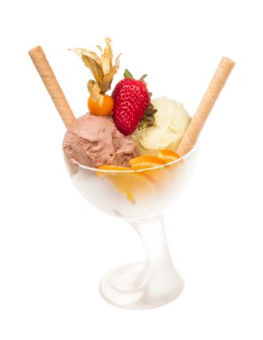 yoğurt ve bir kase içinde çikolatalı dondurma kapat