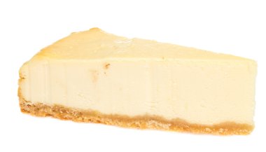 Cheesecake beyaz arkaplanda izole edildi