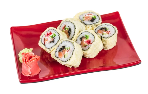 Japanse keuken-Tempura Maki Sushi (Deep Fried rollen gemaakt van sa — Stockfoto