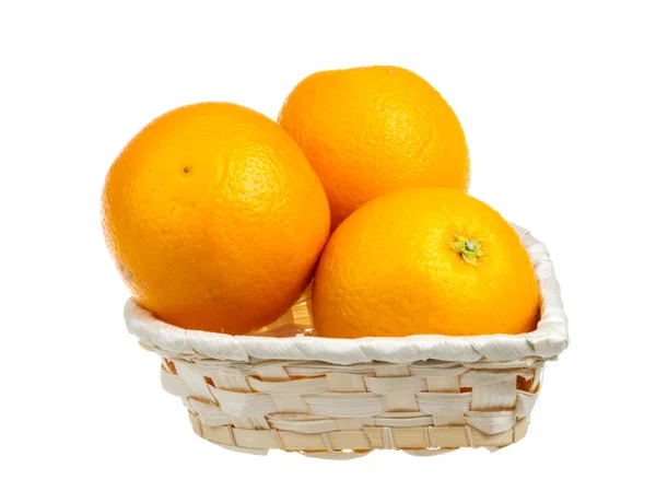 Heap of oranges in the dish on white background — Stock Photo, Image