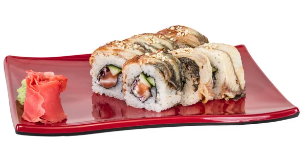 Cozinha tradicional japonesa - Maki Roll com pepino, Creme C — Fotografia de Stock