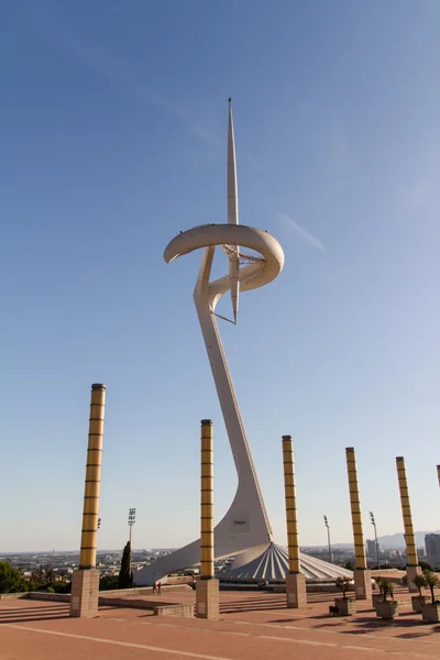 BARCELONA, ESPAÑA - 25 DE JUN: Montjuic Communications Tower on Jun —  Fotos de Stock