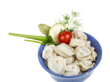 geleneksel Rus yemeği - mantı kase