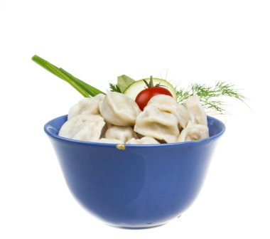 geleneksel Rus yemeği - mantı kase