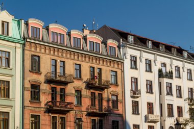 krakow, Polonya eski kasaba evi güzel cephe