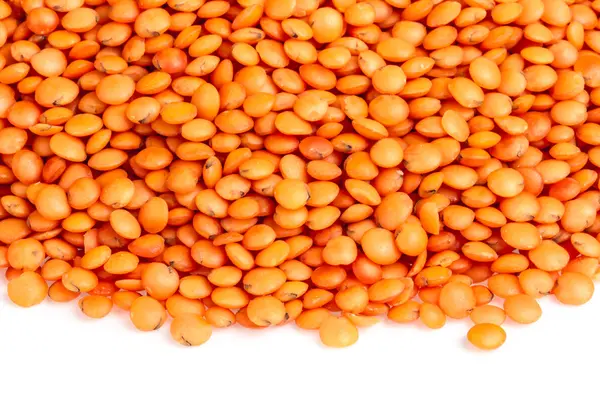 Red lentils isolated on white — Stock Photo, Image