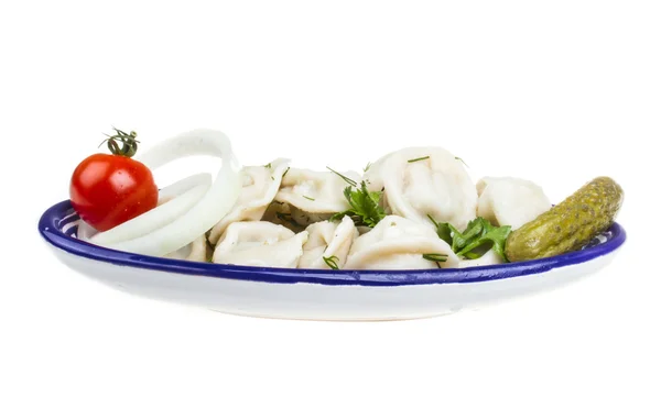 Bol avec plat traditionnel russe - pelmeni — Photo