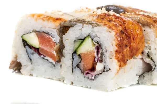 Japanese traditional Cuisine - Maki Roll with Cucumber , Cream C — Stock Photo, Image