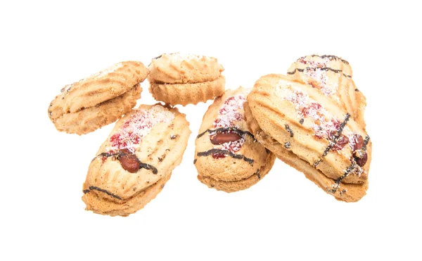 Montón de deliciosas galletas aisladas sobre fondo blanco — Foto de Stock