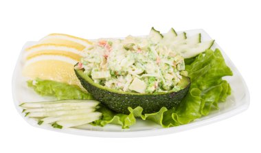 Yengeç eti salata avokado - Japonya mutfak yeşil havyar ile