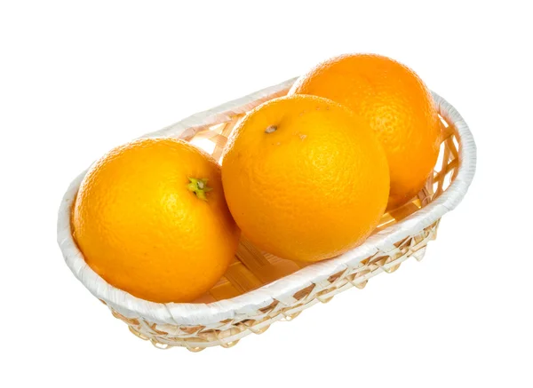 Heap of oranges in the dish on white background — Stock Photo, Image