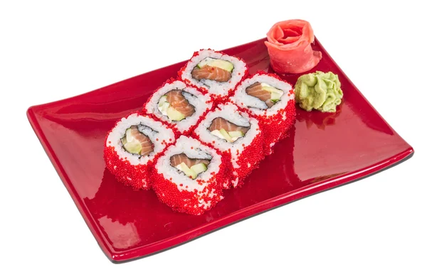 Tobiko Spicy Maki Sushi - Hot Roll with various type of Tobiko ( — Stock Photo, Image