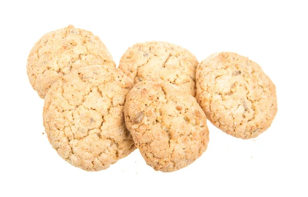Σωρό νόστιμα μπισκότα που απομονώνονται σε λευκό φόντο — Φωτογραφία Αρχείου