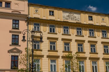 krakow, Polonya eski kasaba evi güzel cephe