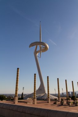 Barcelona, İspanya - jun 25: montjuic iletişim kule üzerinde Haziran