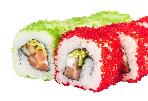 Tobiko Spicy Maki Sushi - Hot Roll with various type of Tobiko ( — Stock Photo, Image